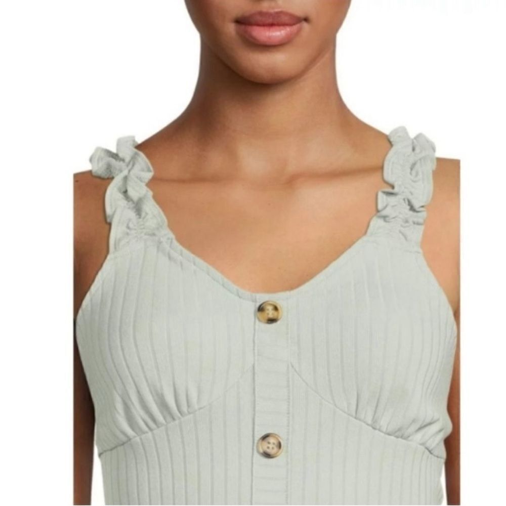 Rib Button Front Ruffle Strap Tank Top 2-Pack Size XS - Picture 4 of 11